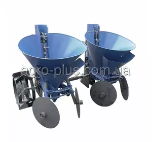 Картоплесаджалка 2-р. ланцюгова до мототрактора + бункер для внесення добрив (регульоване міжряддя) (КС20) Картоплесаджалка 2-р. ланцюгова до мототрактора + бункер для внесення добрив (регульоване міжряддя) (КС20)